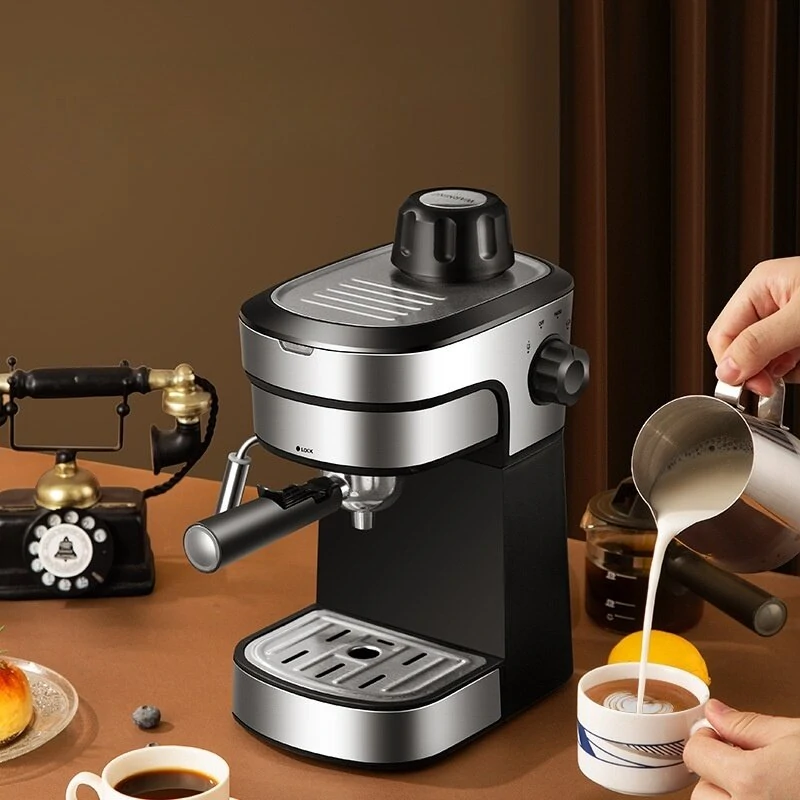 (image for) ZZUOM Coffee Machine Small Size Italian Semi Automatic Espresso Coffee Maker Extraction Steam Milk Foam Coffee Instant Heating