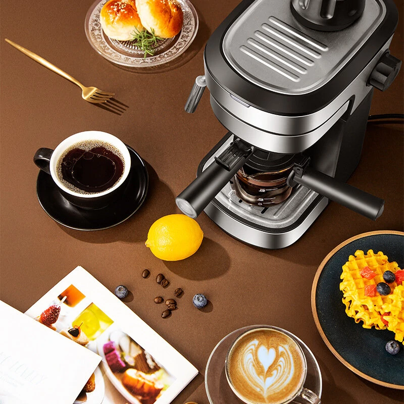 (image for) ZZUOM Coffee Machine Small Size Italian Semi Automatic Espresso Coffee Maker Extraction Steam Milk Foam Coffee Instant Heating